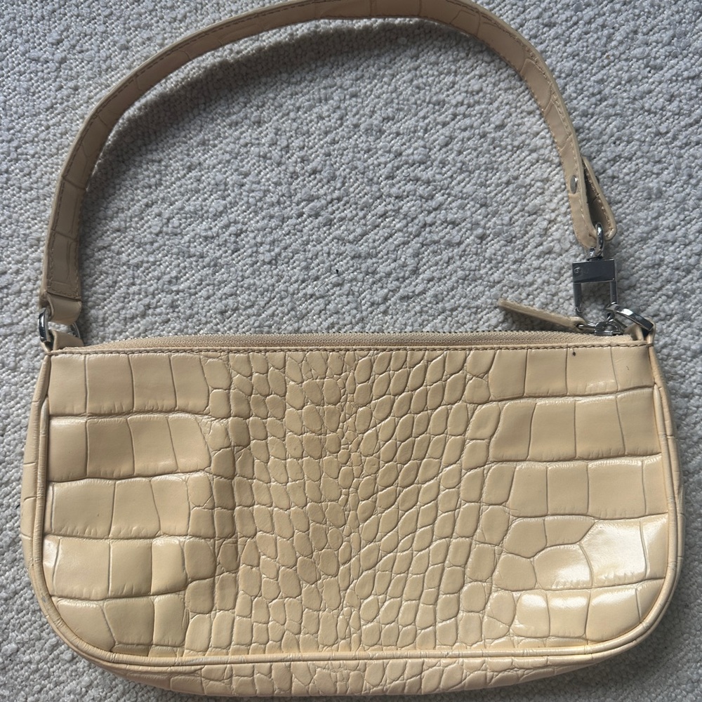 BY FAR Rachel Croc-Embossed Leather Shoulder Bag